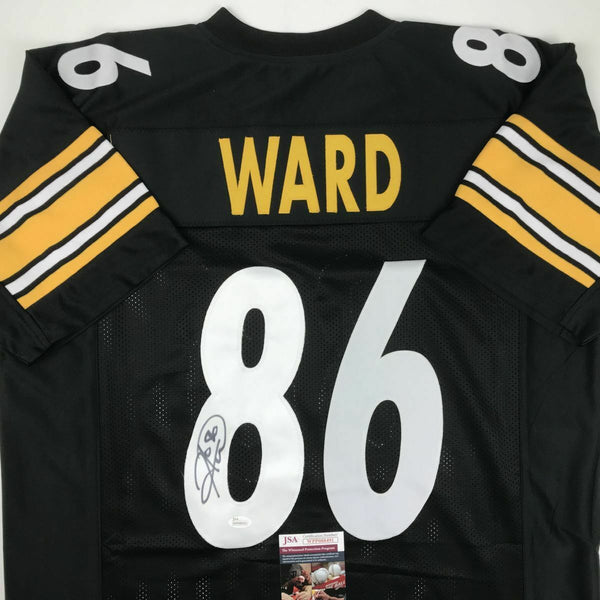 Autographed/Signed HINES WARD Pittsburgh Black Football Jersey JSA COA Auto