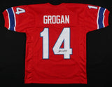 Steve Grogan Signed New England Patriots Red Jersey (JSA COA) Super Bowl XX Q.B