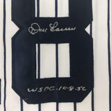 FRAMED Signed DON LARSEN 35x39 New York Pinstripe Jersey JSA COA
