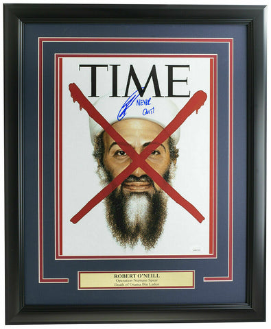 Robert O'Neill Signed Framed 11x14 Time Cover Photo Never Quit JSA ITP