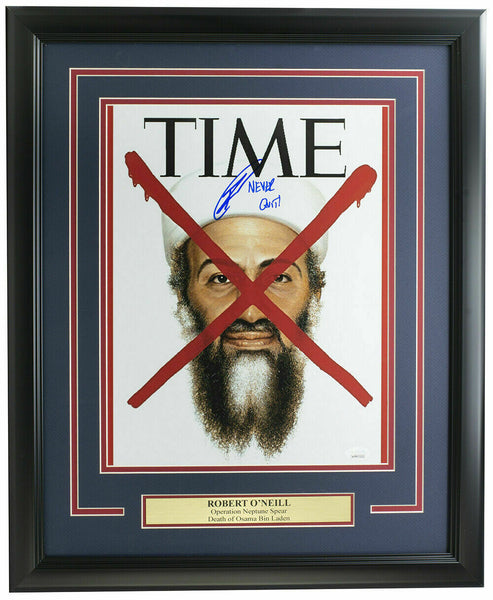 Robert O'Neill Signed Framed 11x14 Time Cover Photo Never Quit JSA ITP