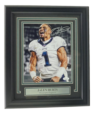 Jalen Hurts Signed Framed 8x10 Philadelphia Eagles Scream Photo JSA ITP