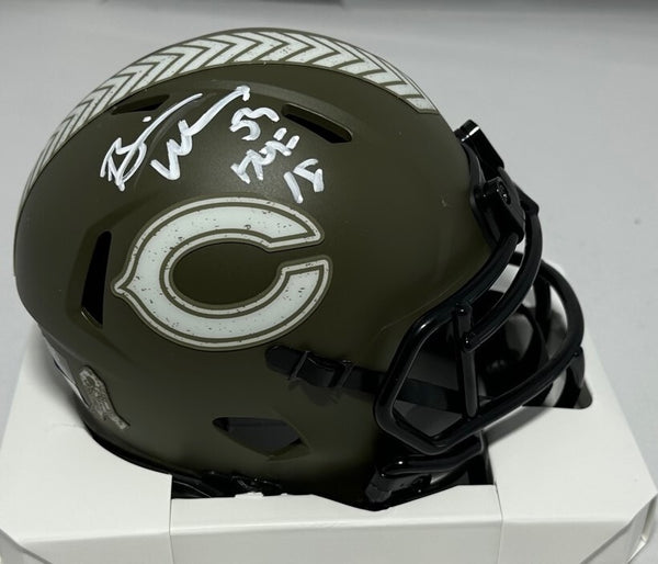 Bears Hall of Famer BRIAN URLACHER Signed Riddell SALUTE Mini Helmet AUTO - BAS