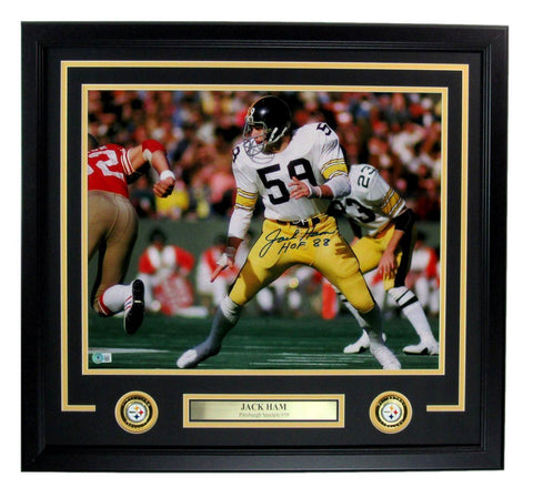 Jack Ham HOF Autographed/Inscr 16x20 Photo Steelers Framed Beckett 177263