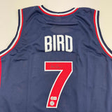 Autographed/Signed Larry Bird USA Blue 1992 Dream Team Jersey Beckett BAS COA