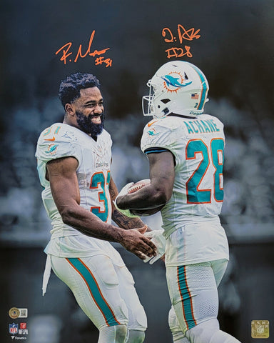 Raheem Mostert & De'Von Achane Autographed Miami Dolphins 16x20 Photo Beckett