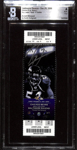 Ray Lewis Signed Baltimore Ravens 12/20/2009 Slab Ticket Beckett 37445