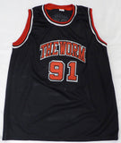 Chicago Bulls Dennis Rodman Autographed Signed Black Jersey JSA #B442463