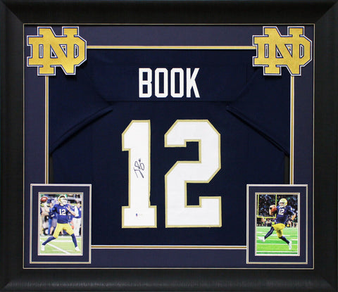 Notre Dame Ian Book Authentic Signed Navy Blue Pro Style Framed Jersey BAS Wit
