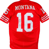Joe Montana Autographed Red Pro Style Jersey - JSA W Auth *1
