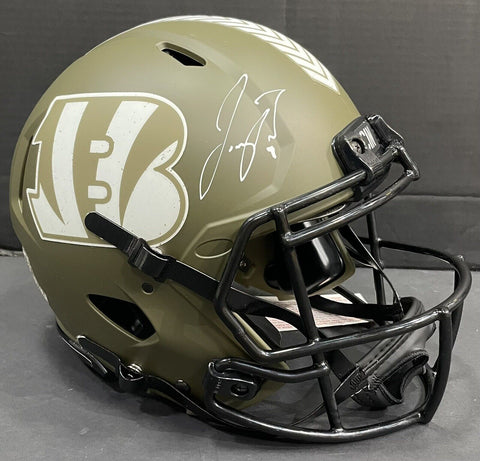 Joe Burrow Bengals Signed Salute To Service Speed Authentic Helmet Auto Fanatics