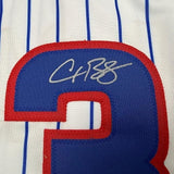 Framed Autographed Alex Bregman 35x39 Chicago Pinstripe Baseball Jersey BAS COA