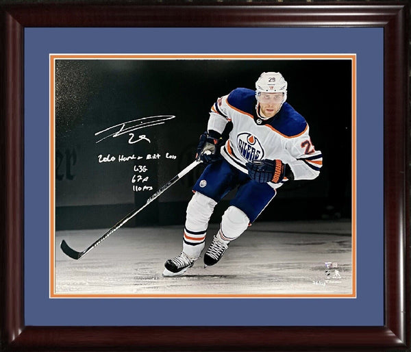 Leon Draisaitl Oilers Mvp Signed 16x20 Photo framed Hart Stat auto Fanatics /129
