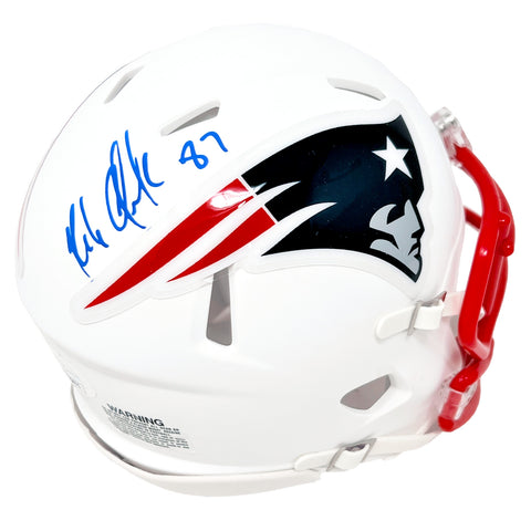 Rob Gronkowski New England Patriots Signed Riddell Flat White Mini Helmet JSA
