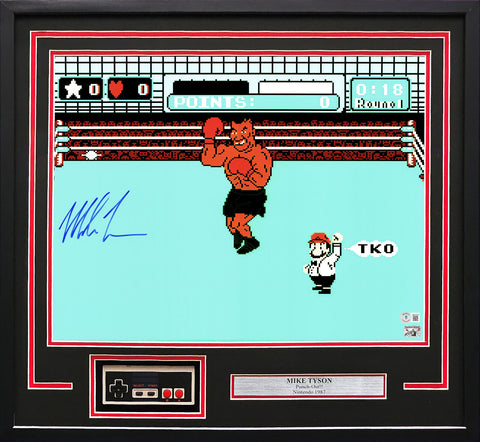 MIKE TYSON AUTOGRAPHED FRAMED 16X20 PUNCH-OUT!! PHOTO CONTROLLER BECKETT 230195