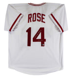Reds Pete Rose "4256" Authentic Signed White Pro Style Jersey Autographed BAS 5