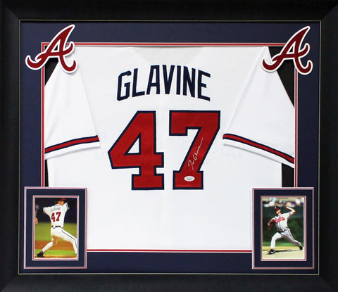 Tom Glavine Authentic Signed White Pro Style Framed Display Autographed JSA