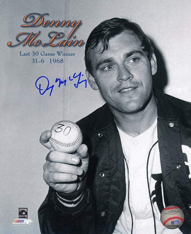 Denny McLain Signed Detroit Tigers Last 30 Game Winner 8x10 Photo (SCHWARTZ COA)