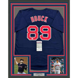 Framed Autographed/Signed Tanner Houck 35x39 Boston Blue Jersey JSA COA