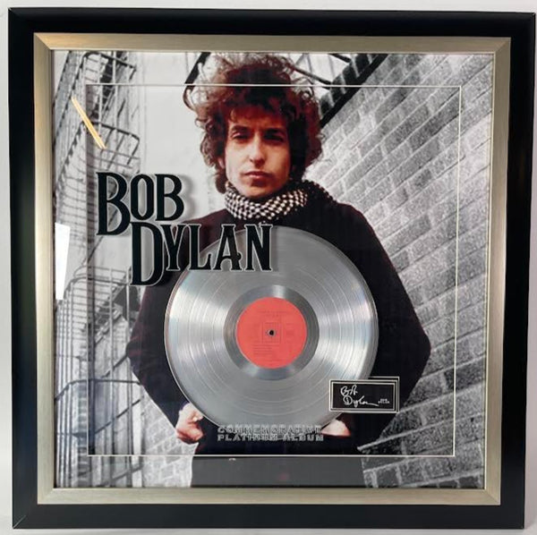 Bob Dylan Framed 28x28 Commemoratve Platinum Album w/ Laser Engraved Signature