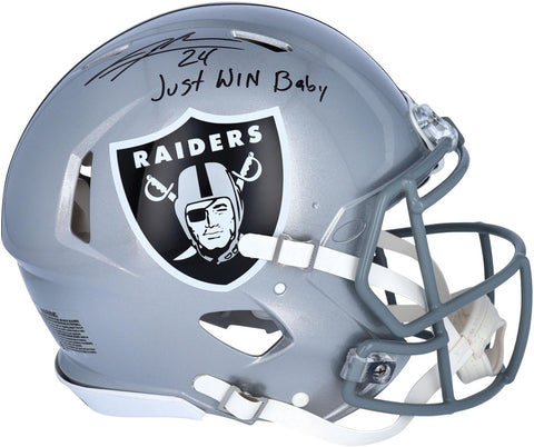 Charles Woodson Oakland Raiders Signed Auth. Helmet with "Just Win Baby!" Insc