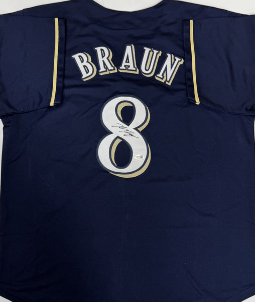 Brewers Outfielder RYAN BRAUN Signed Custom Replica Navy Jersey AUTO - JSA