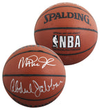Lakers Magic Johnson & Kareem Abdul-Jabbar Signed Basketball BAS Wit #5W053809