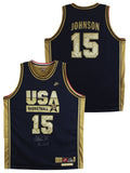 Magic Johnson "92 Gold" Signed Navy & Gold Nike Team USA Jersey BAS W #5W006545
