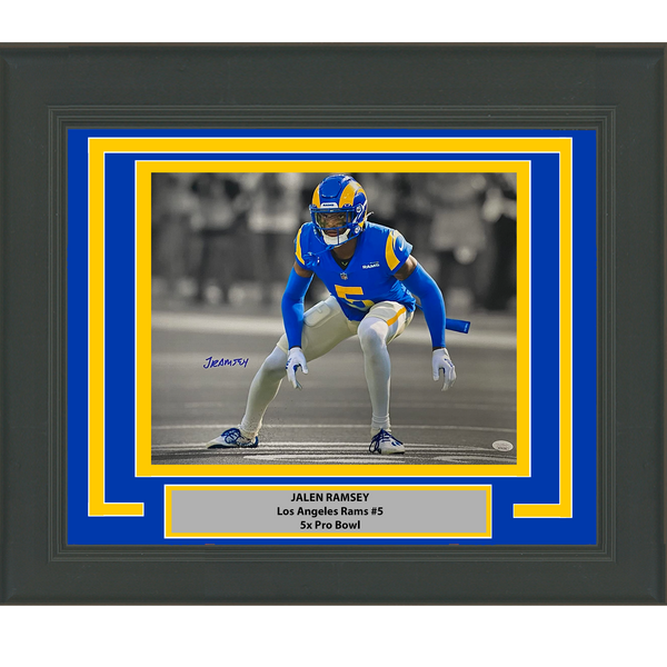 Framed Autographed/Signed Jalen Ramsey Los Angeles Rams 16x20 Photo JSA COA #6