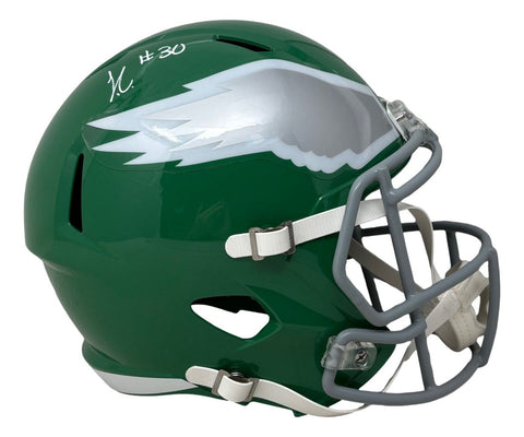 Jihaad Campbell Signed Eagles Full Size Kelly Green Replica Speed Helmet BAS