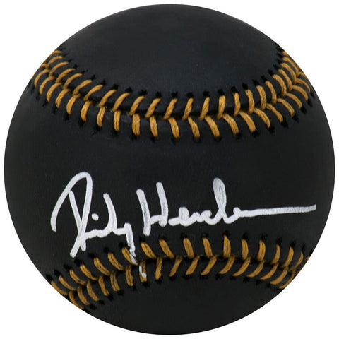 Rickey Henderson Signed Rawlings Black MLB Baseball - (SCHWARTZ SPORTS COA)