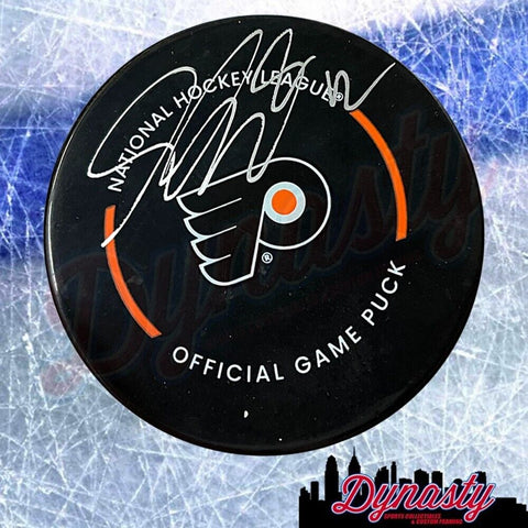 Simon Gagne Autographed Signed Flyers Hockey Game Puck JSA PSA Pass