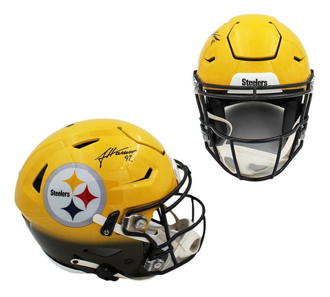 James Harrison Signed Pittsburgh Steelers Custom Speed Flex Auth Yellow Helmet