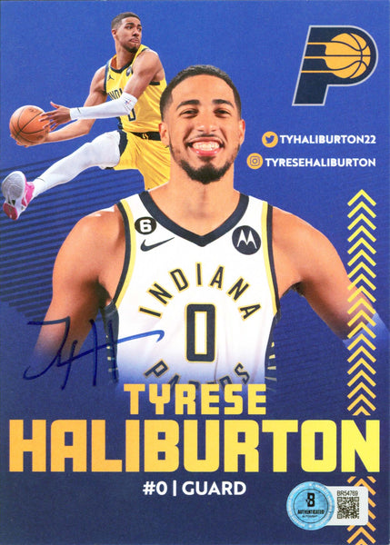 Pacers Tyrese Haliburton Authentic Signed 5X7 Postcard Autographed BAS #BR54769