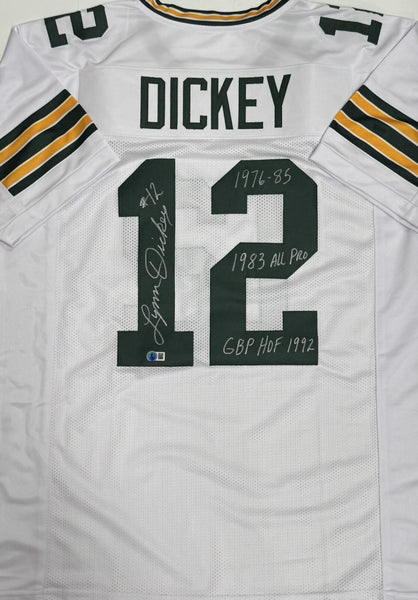LYNN DICKEY Signed Custom Replica White Jersey AUTO w/ 3 Scripts - BAS