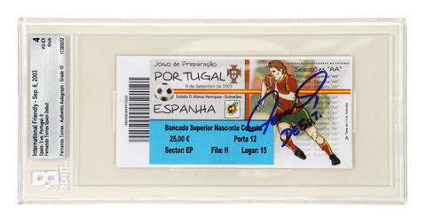 Fernando Torres Signed 2003 Spain Debut Match Ticket Inscribed - BGS 4 Auto 10