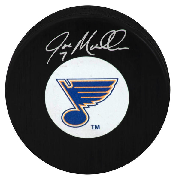 Joe Mullen Signed St Louis Blues (Medium) Logo Hockey Puck - (SCHWARTZ COA)