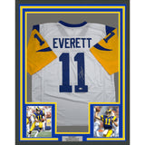 Framed Autographed Jim Everett 35x39 LA White Football Jersey JSA COA