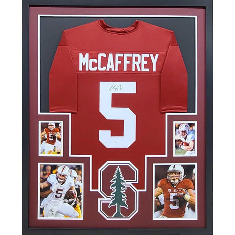 Christian McCaffrey Autographed Signed Framed Stanford Jersey JSA