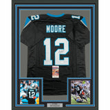 FRAMED Autographed/Signed DJ D.J. MOORE 33x42 Carolina Black Jersey JSA COA Auto