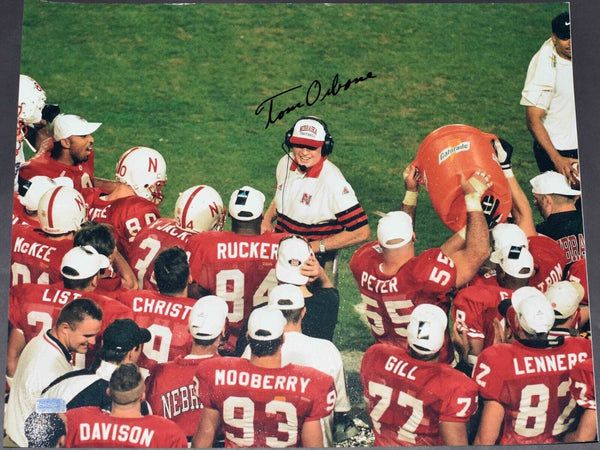 TOM OSBORNE AUTOGRAPHED NEBRASKA CORNHUSKERS GATORADE 16x20 PHOTO COA