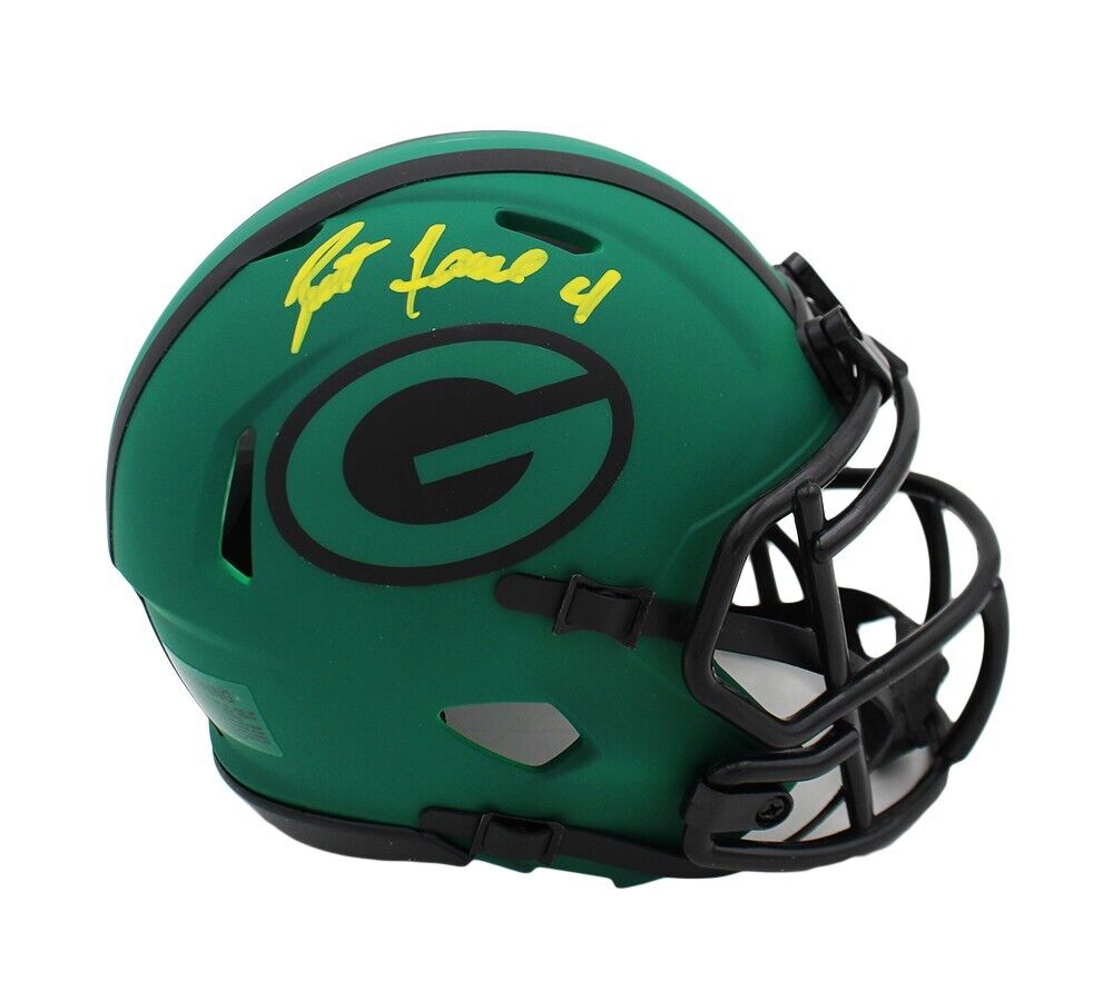 Packers Rave Helmet Brett Favre Signed Green Bay Packers Speed Rave NFL Mini Helmet – Super ...