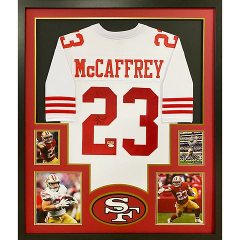 Christian McCaffrey Autographed Signed Framed San Francisco 49ers Jersey JSA