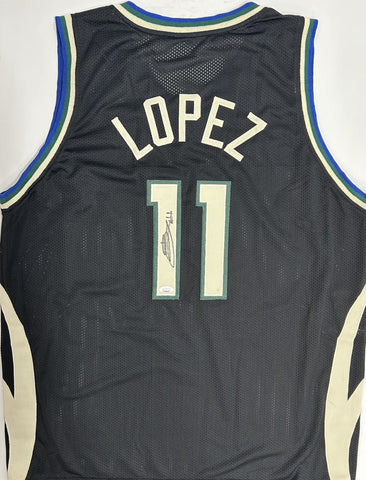 Bucks NBA Champ BROOK LOPEZ Signed Milw Custom Replica Black Jersey AUTO - JSA