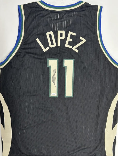 Bucks NBA Champ BROOK LOPEZ Signed Milw Custom Replica Black Jersey AUTO - JSA