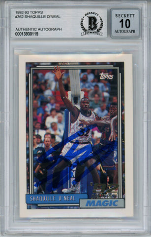 Shaquille O'Neal Autographed 1992 Topps #362 Rookie Card Beckett 10 Slab 33855