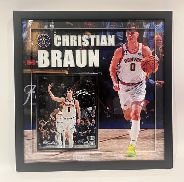Christian Braun Autographed Denver Nuggets 8x10 Photo - 3D Framed | BAS COA