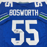 Autographed/Signed Brian Bosworth Seattle Blue Football Jersey Beckett BAS COA