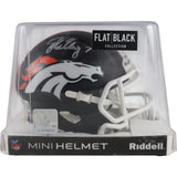 John Elway Autographed Denver Broncos Black Mini Helmet Beckett Witness 50203