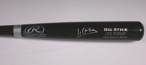 Brewers LYLE OVERBAY Signed ENGRAVED Black Big Stick Bat - AUTO - Diamondbacks